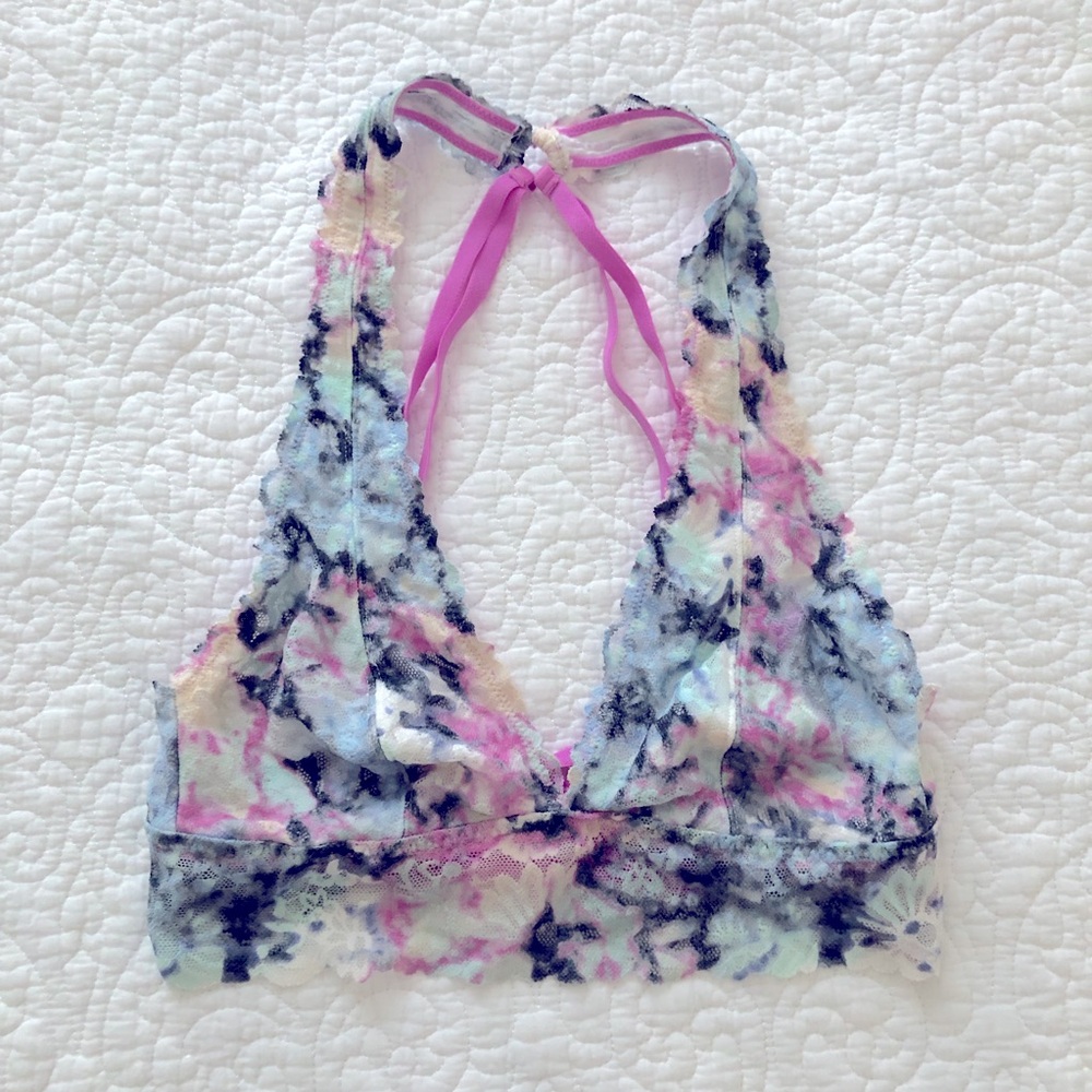 PINK (VS)Tie-Dye Halter Bralette